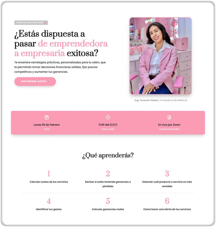 diseño landing page yesenia toledo